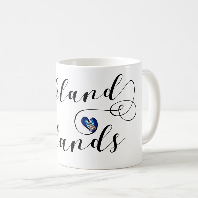 Heart Falkland Islands Flag, Falkland Isles Coffee Mug (Front Right)