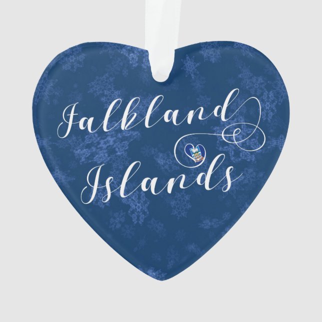 Heart Falkland Islands Flag, Falkland Isles Ornament (Back)