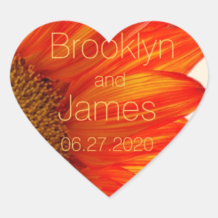 Heart Fall Wedding Stickers Sunflower