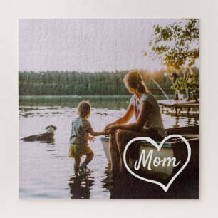 Heart Family Photo Script Custom Gift Puzzle