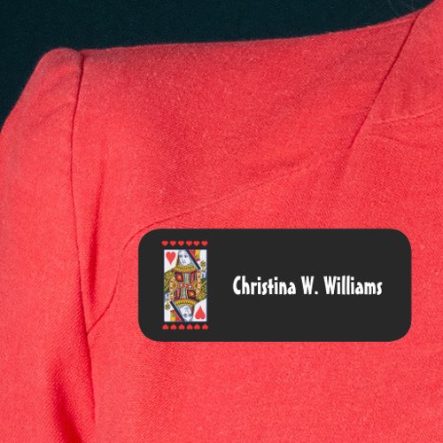 Heart Fancy Queen Playing Card Red Hearts Black Name Tag