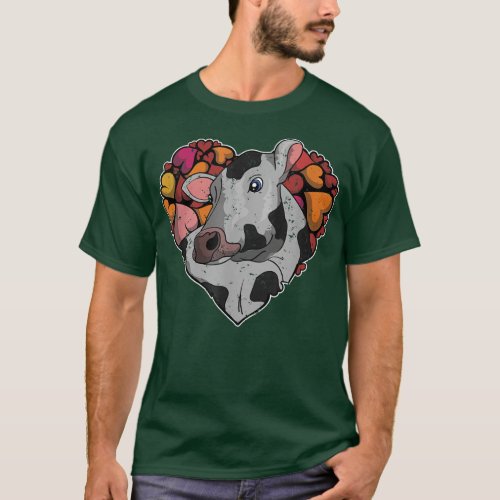 Heart Farm Animal Lover Farmer Cow  T_Shirt