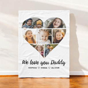 Heart Fathers Day Photo Instagram Collage Fleece Blanket