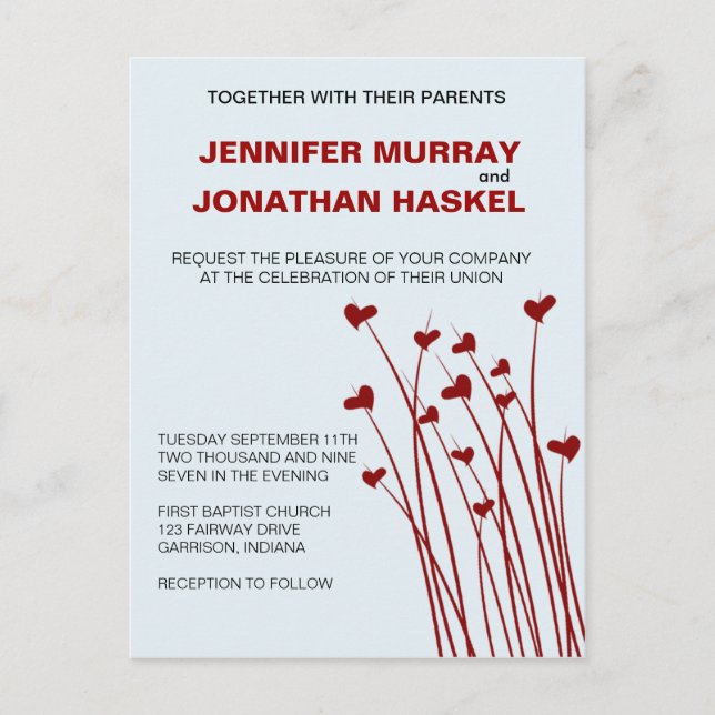 Heart Fields Sweetness Wedding Invite (Front)
