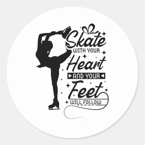 Heart Figure Skating Classic Round Sticker