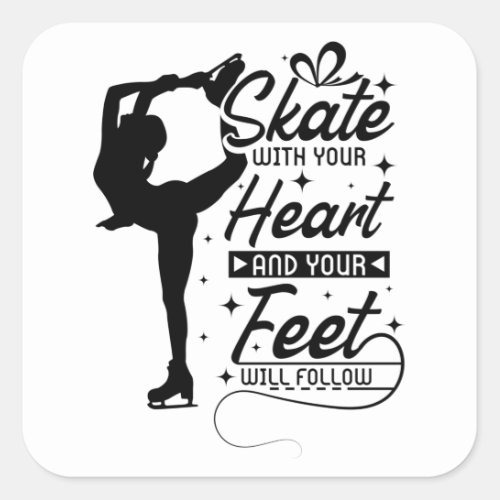 Heart Figure Skating Square Sticker
