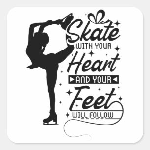 Heart Figure Skating Square Sticker