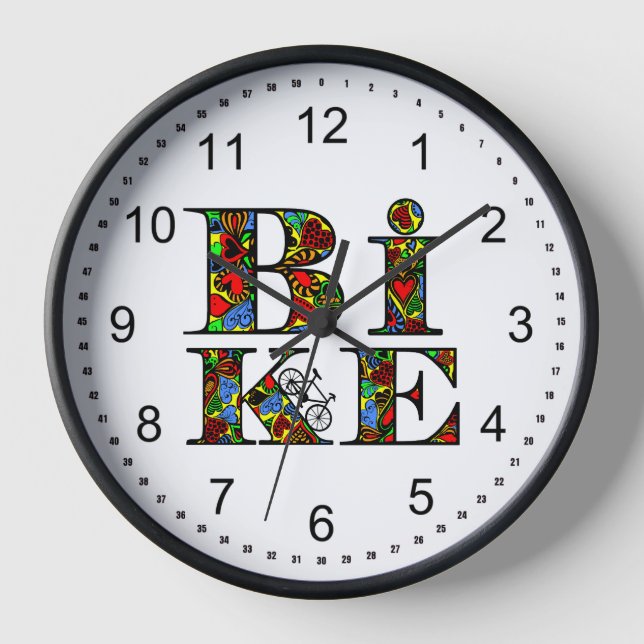 Heart Filled Bike Text Clock (Front)