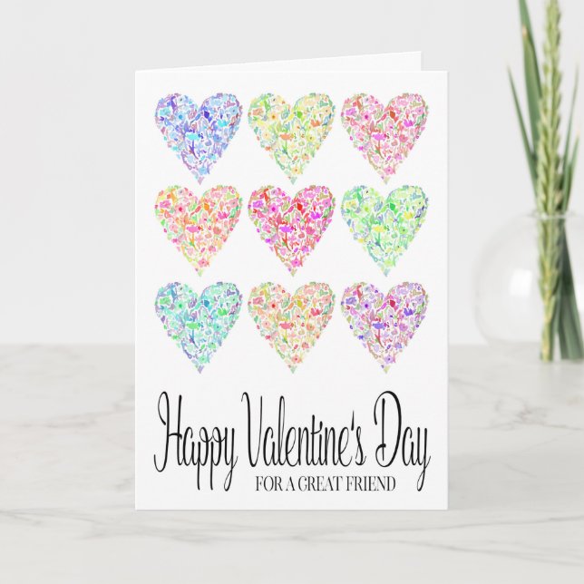 Heart Filled Happy Valentine's Day Friend Card (Front)