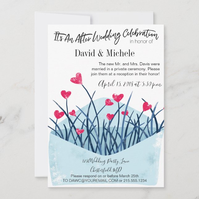 Heart Filled Invitation Post/After Wedding Party (Front)