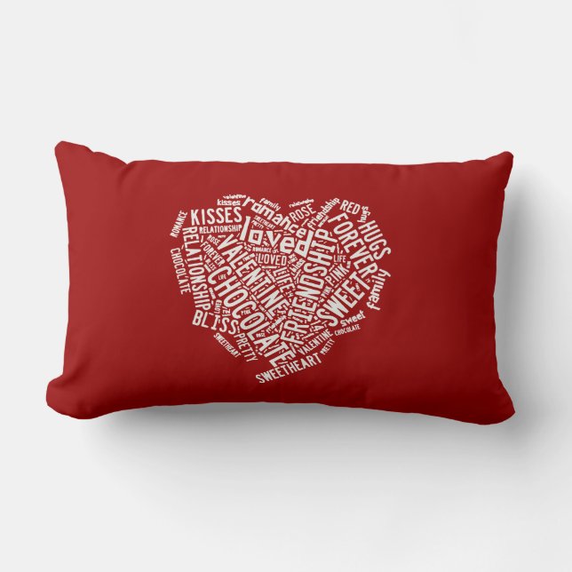 Heart Filled Words Lumbar Pillow (Front)