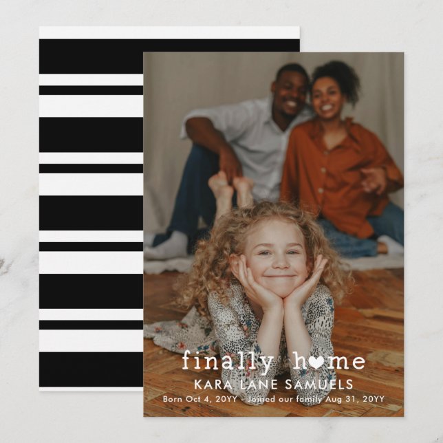 Heart Finally Home Photo Adoption Announcement (Front/Back)