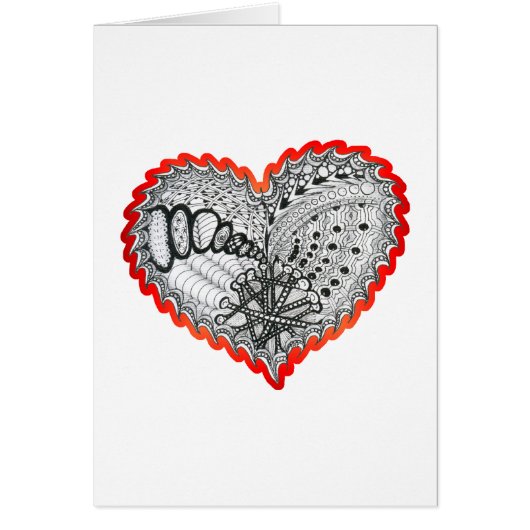 Heart Fire Red Doodle Cards (Front)