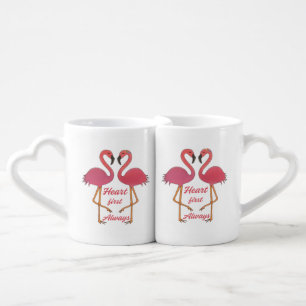 Heart First Always – Romantic Flamingo Lovers' mug