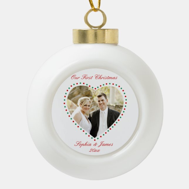 Heart First Christmas Together Ornament Ball (Front)