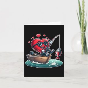 Heart Fishing Valentines Day Men Womens Boys Girls Card