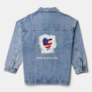 *~* HEART Flag AP27 Old Glory Patriotic USA God Denim Jacket