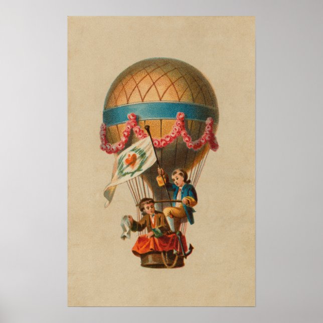 Heart Flag Hot Air Balloon Poster (Front)