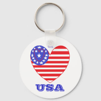 Heart Flag USA Keychain