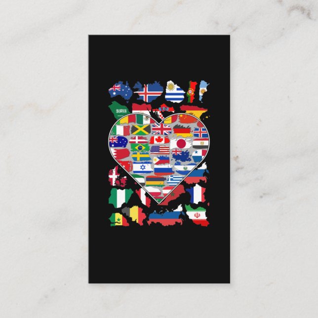 Heart Flags of the World Country Travelling Business Card (Front)