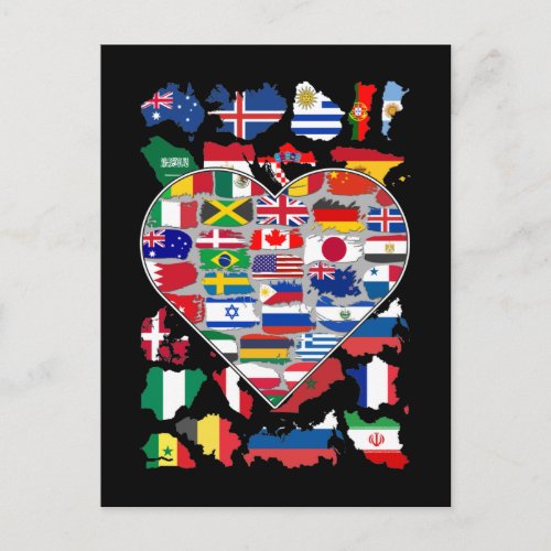 Heart Flags of the World Country Travelling Postcard
