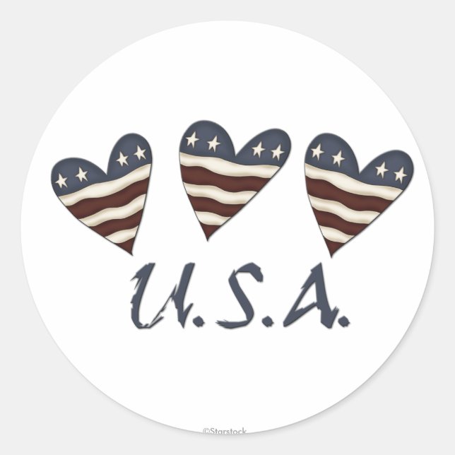Heart Flags USA Stickers (Front)