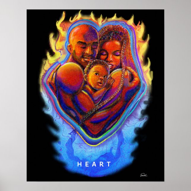 Heart Flame Black Love Poster (Front)