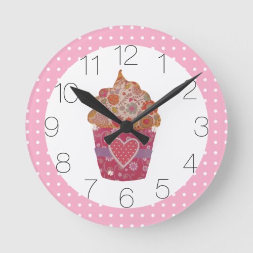 Heart floral Cupcake Round Clock