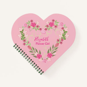 Heart Floral Flower girl  Favor Notebook
