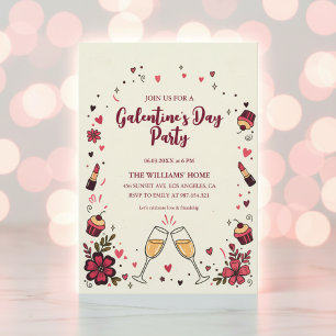 Heart Floral Galentine’s Party Invitation