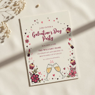Heart Floral Galentine’s Party Invitation