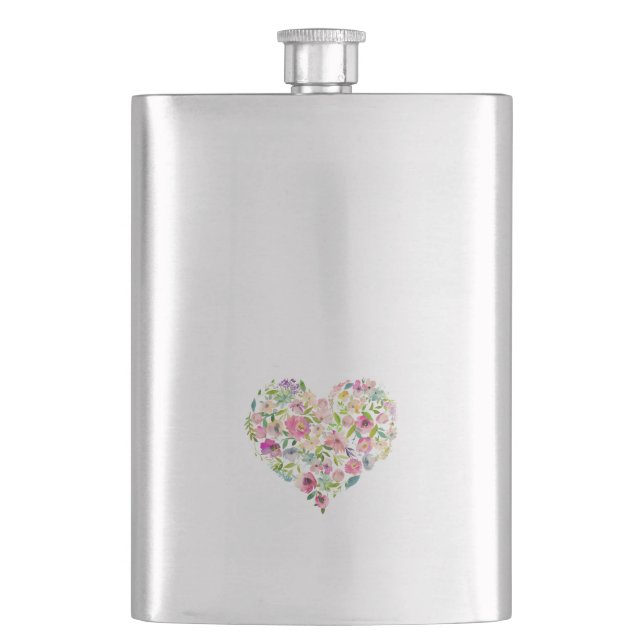 heart floral love wedding bachelor party flask (Front)