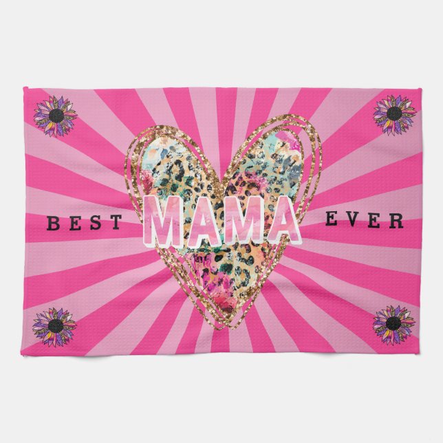 Heart Floral Mom Customize Kitchen Towel (Horizontal)