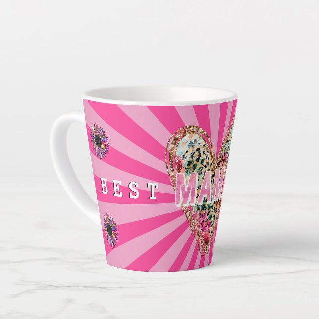 Heart Floral Mom Customize Latte Mug (Left Angle)