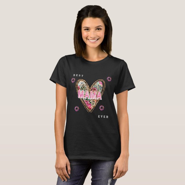 Heart Floral Mom Customize T-Shirt (Front Full)