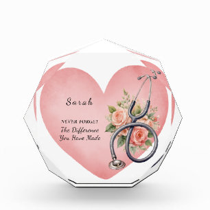 Heart Floral Stethoscope Nurse Colleague Gratitude Acrylic Award