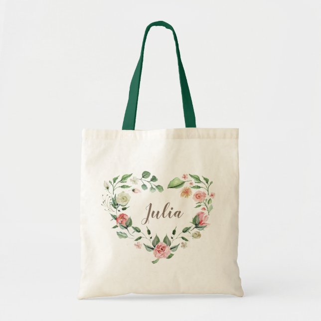 Heart floral wreath Bridesmaid Welcome Bag (Front)