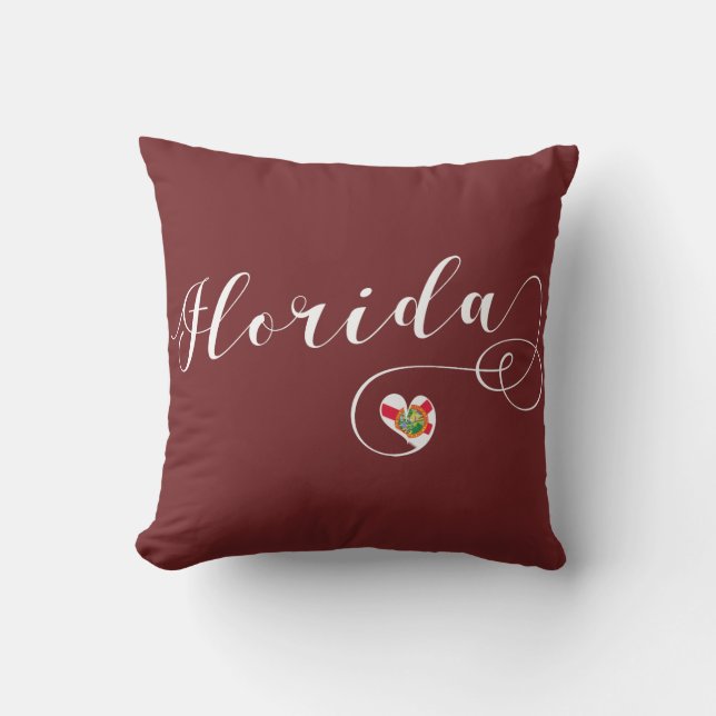 Heart Florida Pillow, Miami Floridian Throw Pillow (Front)