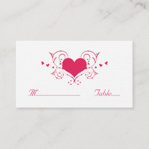 Heart Flourish Place Card, Dark Pink Card