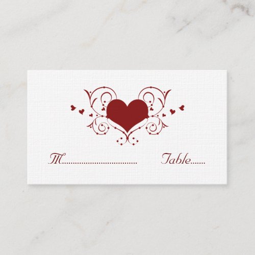 Heart Flourish Place Card, Red Business Card
