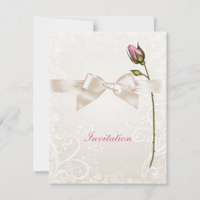 Heart Flourish Rose Wedding Invitation (Front)