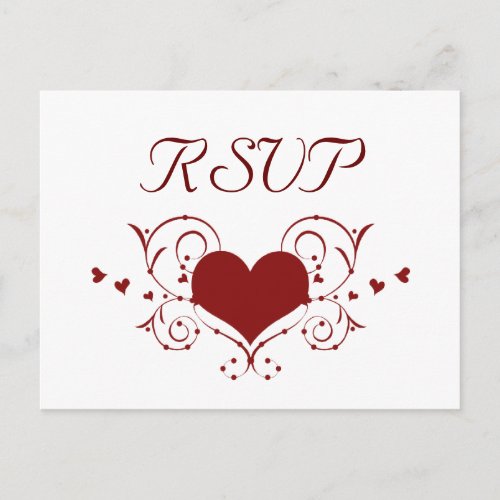 Heart Flourish RSVP Postcard Red Invitation Postcard