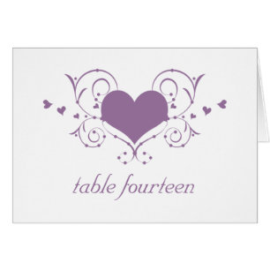 Heart Flourish Table Number Card, Purple