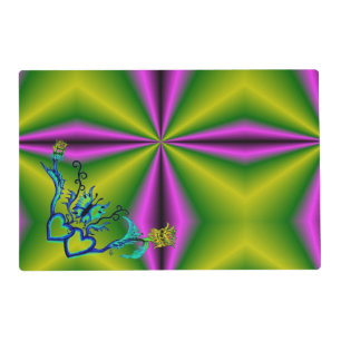 Heart Flower and Butterfly on Rainbow Pet Mat