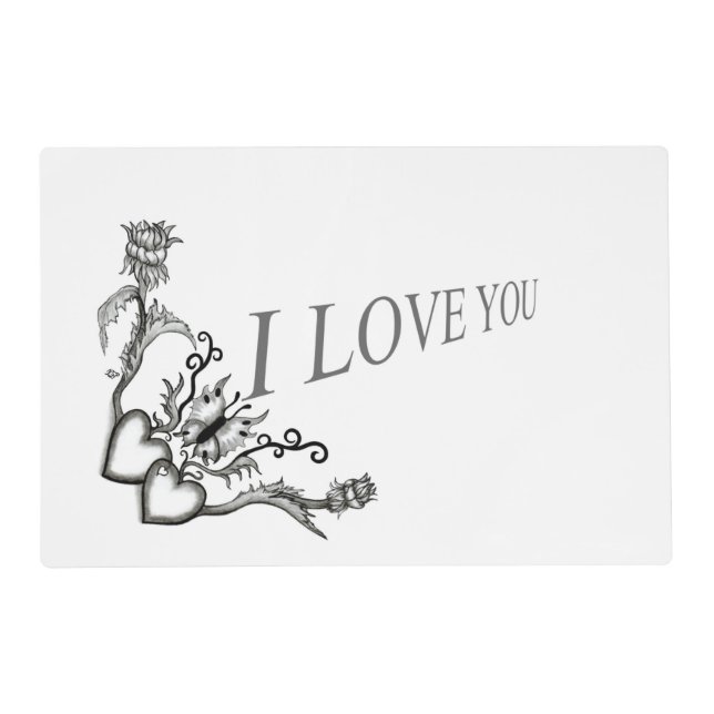 Heart Flower and Butterfly  Pet Mat (Front)