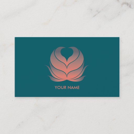 Customizable HEART FLOWER BUSINESS CARD CORAL GREEN