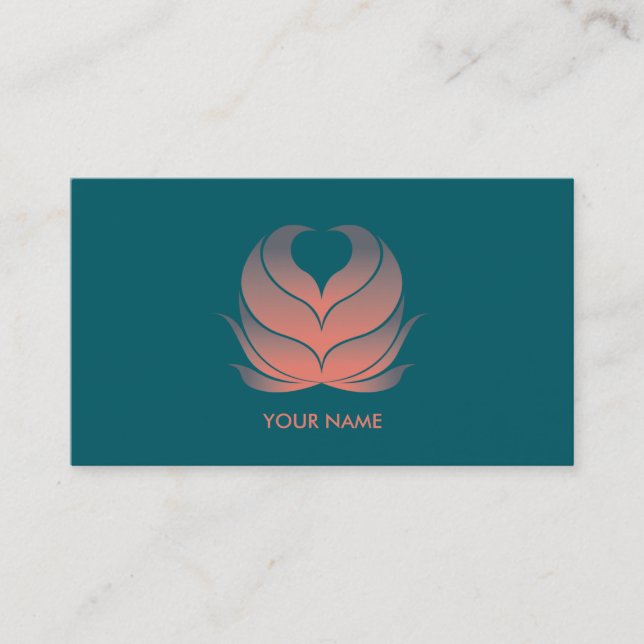 HEART FLOWER BUSINESS CARD CORAL GREEN (Front)