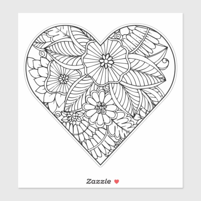 Heart Flower Coloring  Sticker (Sheet)