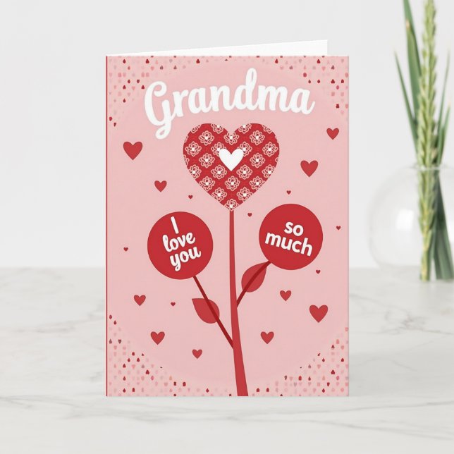 Heart Flower Grandma Love Card (Front)