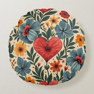 Heart&Flower Round Pillow
